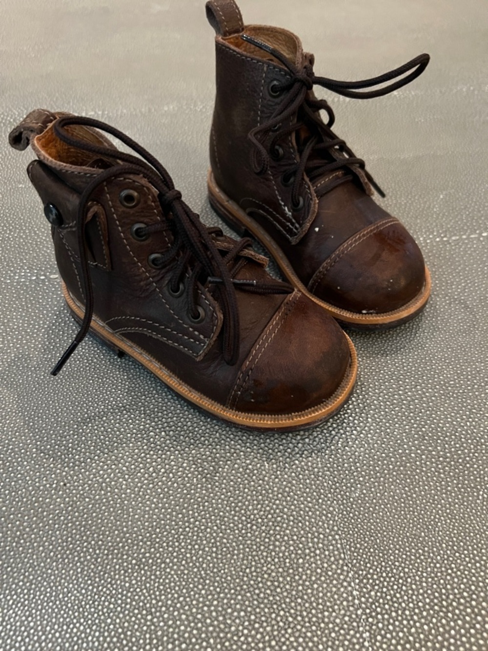Toddler Lace-Up Brown Leather Boots 6.5 (23)